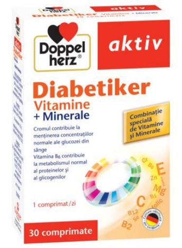 Poza cu Doppelherz Aktiv Diabetiker vitamine+minerale - 30 comprimate (+10 comprimate gratis)