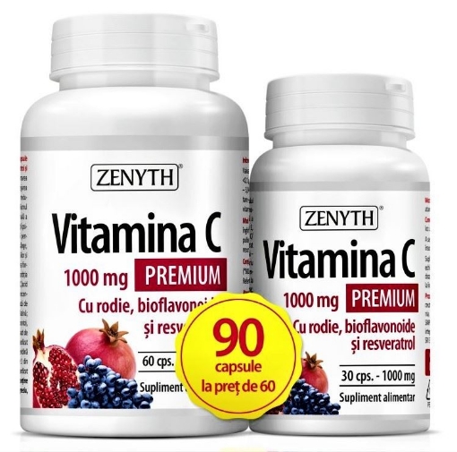 Poza cu zenyth vitamina c premium 1000mg ctx60 cps+30 cps cadou