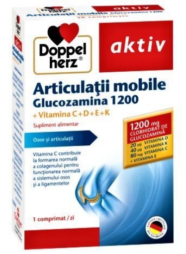 Doppelherz Aktiv Articulatii mobile + Glucozamina 1200 + Vitaminele C + D + E + K - 30 comprimate