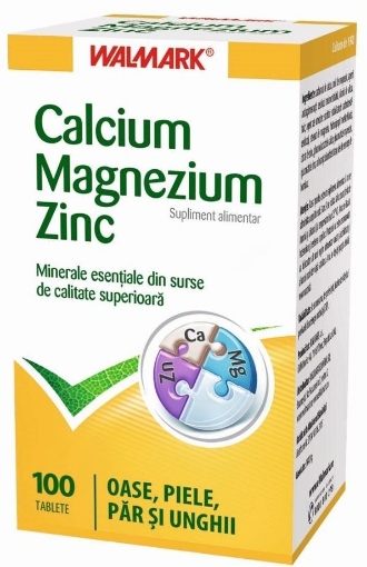 Poza cu Walmark Calcium, magnezium si zinc - 100 tablete