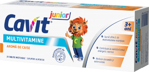 Poza cu Cavit Junior cu aroma de caise - 20 tablete masticabile Biofarm