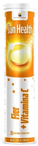 Poza cu Sun Health Fier + Vitamina C - 20 comprimate efervescente