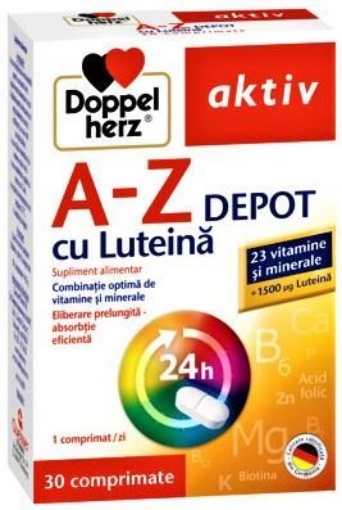 Poza cu Doppelherz Aktiv A-Z Retard cu luteina - 30 comprimate (+10 comprimate extra)
