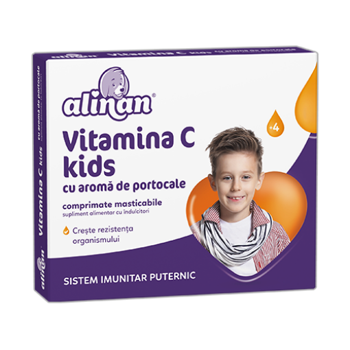 Alinan Kids vitamina C cu aroma de portocale - 20 comprimate masticabile Fiterman Pharma