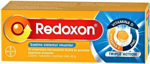 Redoxon Triple Action, Vitamina C, D Si Zinc Pentru Sustinerea Imunitatii - 10 Comprimate Efervescente