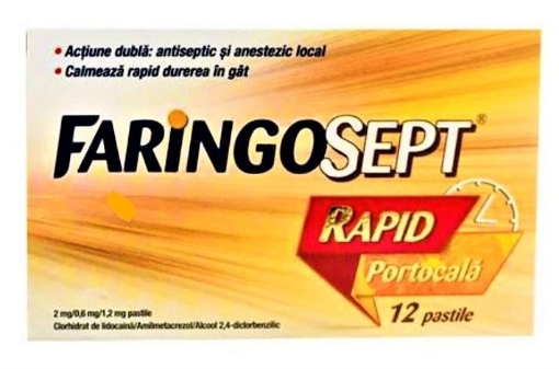 Poza cu Faringosept Rapid cu portocala - 12 pastile Terapia