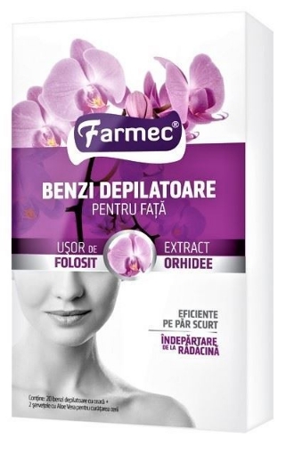 Farmec Benzi Depilatoare Pentru Fata Cu Extract De Orhidee - 20 Bucati