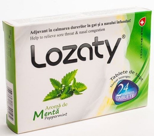 Lozaty Cu Aroma De Menta - 24 Tablete De Supt Sprint Pharma