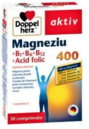 Poza cu Doppelherz Aktiv Magneziu 400 + B1 + B6 + B12 + acid folic - 30 comprimate (+10 comprimate bonus)