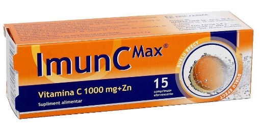 ImunC Max 1000mg + Zn (vitamina C + Zn) - 15 comprimate efervescente Medmarketing