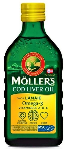 Poza cu Mollers Cod Liver Oil Omega 3 cu aroma de lamaie - 250ml