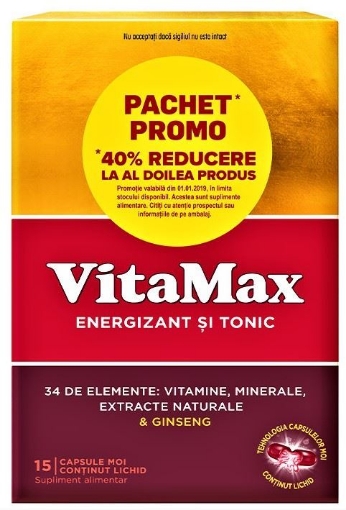 Vitamax - 15 Capsule Moi (pachet Promo 1+ 40% Reducere La A Doua Cutie)