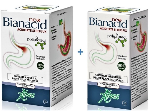 Poza cu Aboca NeoBianacid acid si reflux - 45 comprimate (pachet + 14 comprimate)