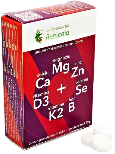 Poza cu remedia ca+mg+zn+vitamina d3+seleniu x 30 comprimate masticabile