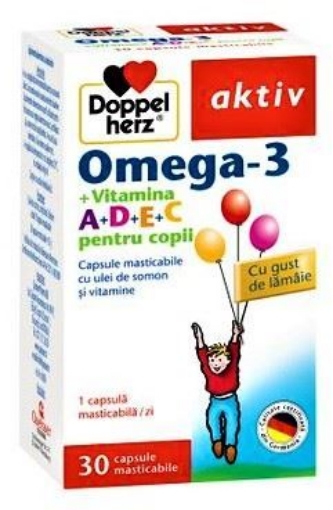 Doppelherz Aktiv Omega 3 + Vitamina A + D + E + C Pentru Copii - 30 Capsule