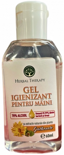Poza cu  Gel igienizant maini cu galbenele - 60ml Herbal Therapy