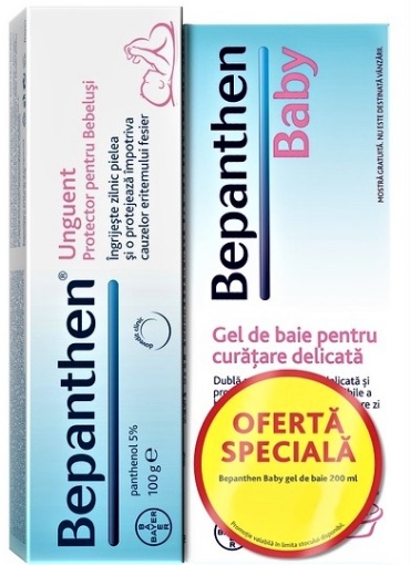 Poza cu Bepanthen 5% unguent - 100 grame (+ Bepanthen Baby Gel pentru baie - 200ml)