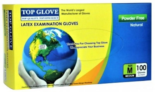 Poza cu Manusi pentru examinare din latex, nepudrate M - 100 bucati Top Glove 