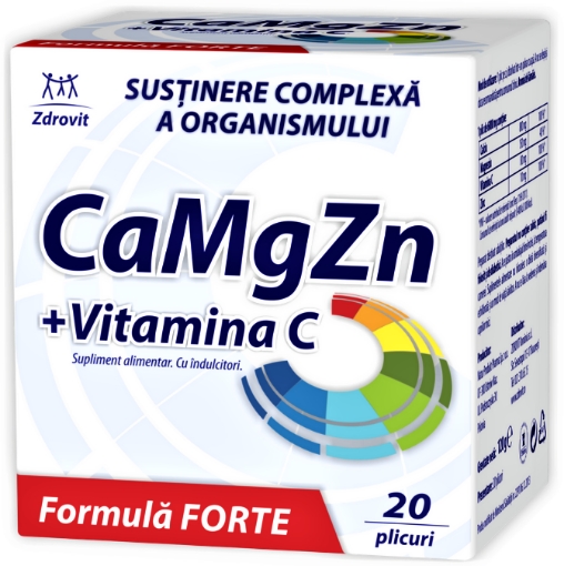 Poza cu Zdrovit Ca+Mg+Zn+vitamina C Forte - 20 plicuri