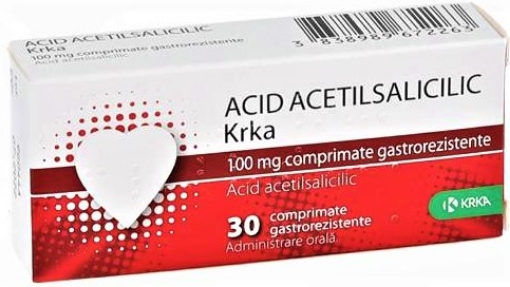 Poza cu Acid acetilsalicilic 100mg - 30 comprimate gastrorezistente KRKA
