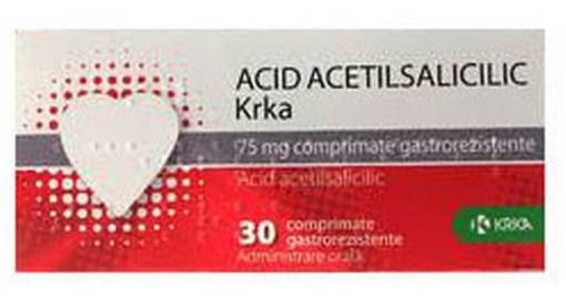 Poza cu Acid acetilsalicilic 75mg - 30 comprimate gastrorezistente KRKA