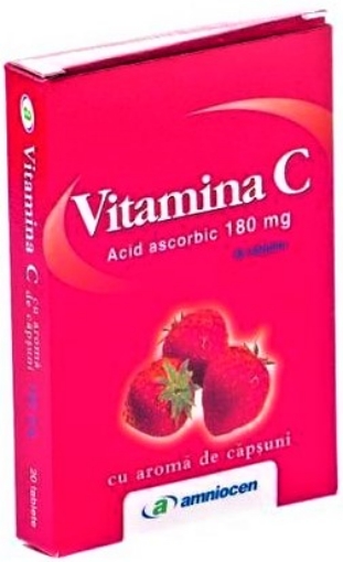 Poza cu Amniocen Vitamina C 180mg capsuni - 20 tablete masticabile