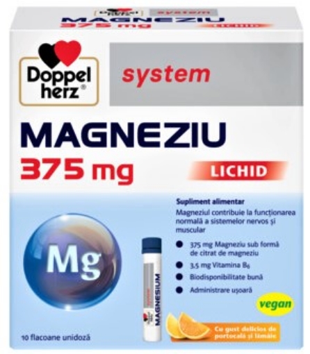 Doppelherz system magneziu 375mg lichid - 10 flacoane unidoze
