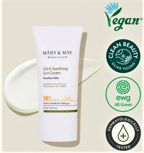 Poza cu mary and may cica soothing sun cream spf50+ pa++++ 50ml