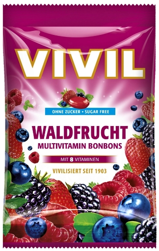 Poza cu Vivil Multivitamine cu aroma de fructe de padure fara zahar - 60 grame