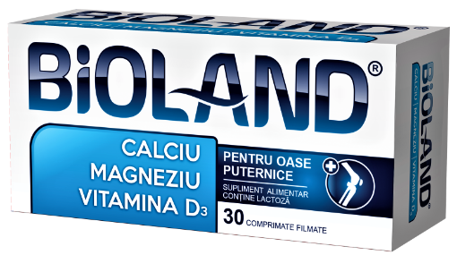 Bioland Calciu + Magneziu + Vitamina D3 - 30 Comprimate Biofarm
