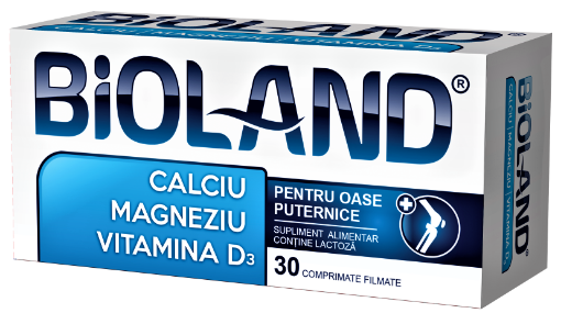 Bioland Calciu + Magneziu + Vitamina D3 - 30 comprimate Biofarm