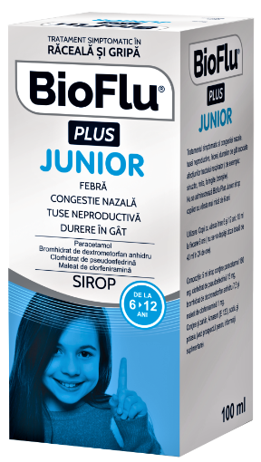 Poza cu BioFlu Plus Junior sirop - 100ml Biofarm