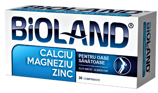 Bioland Calciu + Magneziu + Zinc - 30 Comprimate Biofarm