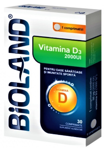 Poza cu Bioland Vitamina D3 2000UI - 30 comprimate Biofarm
