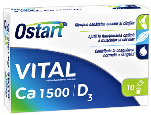 Ostart Vital Calciu 1500 + D3 - 10 plicuri Fiterman Pharma
