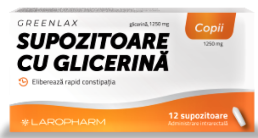 GreenLax supozitoare cu glicerina pentru copii - 12 supozitoare Laropharm