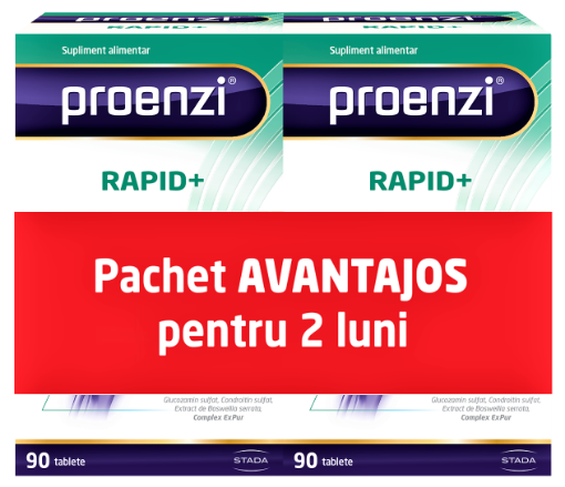 Walmark Proenzi Artrostop Rapid+ - 90 Tablete (pachet Avantajos + 90 Tablete - Cura Pentru 2 Luni)