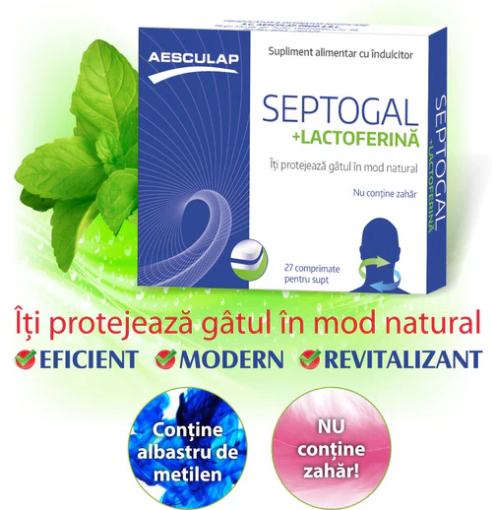 Aesculap Septogal cu Lactoferina - 27 comprimate de supt
