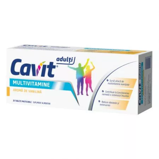 Poza cu Cavit adulti multivitamine cu aroma vanilie - 20 tablete masticabile Biofarm