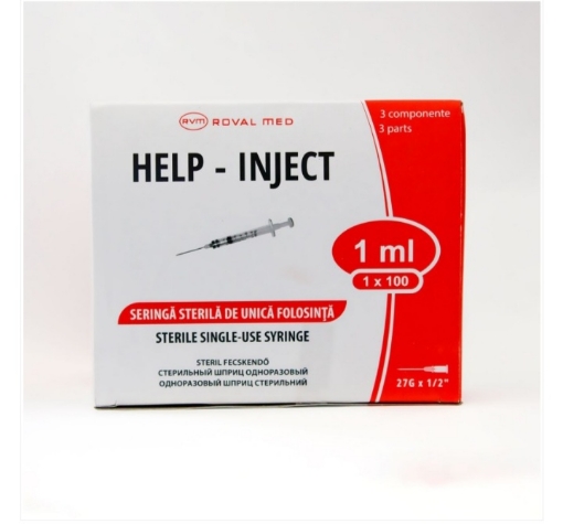 Seringa Pentru Insulina Cu Ac 1ml - 100 Bucati Help-inject