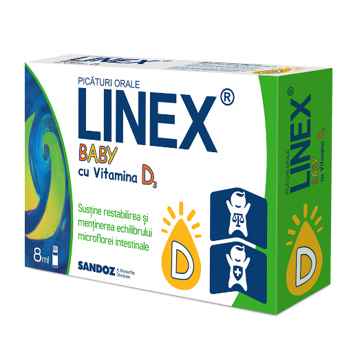 Poza cu Linex Baby cu vitamina D3 picaturi orale - 8ml Sandoz