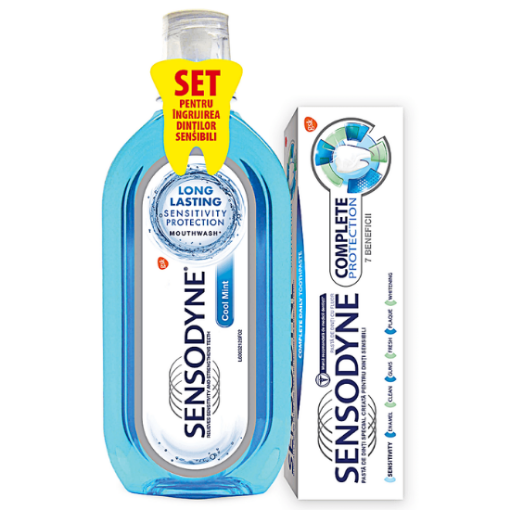 Poza cu Sensodyne pasta de dinti Complete Protection - 75ml (pachet promo + Sensodyne apa de gura Cool Mint 500ml)