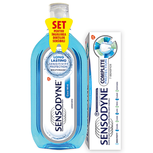 Sensodyne Pasta De Dinti Complete Protection - 75ml (pachet Promo + Sensodyne Apa De Gura Cool Mint 500ml)