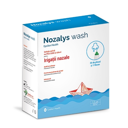Nozalys Wash Dispozitiv + Solutie Salina Pentru Irigatii Nazale - 30 Plicuri