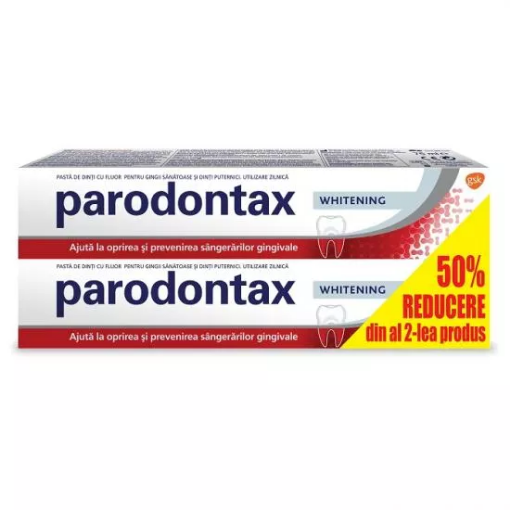 Poza cu Parodontax pasta de dinti Whitening - 75ml (pachet promo 1+1 la 50% reducere)