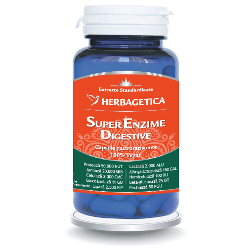Herbagetica Super Enzime Digestive - 60 Capsule