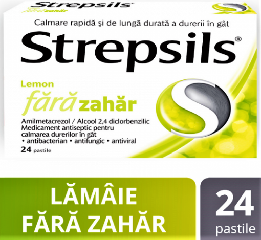 Poza cu Strepsils Lemon fara zahar - 24 pastile de supt