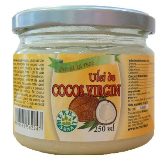 Poza cu herbavit ulei virgin cocos presat la rece 250ml