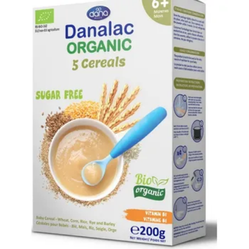 Poza cu danalac bio organic 5 cereale 6 m+ 200g fara zahar