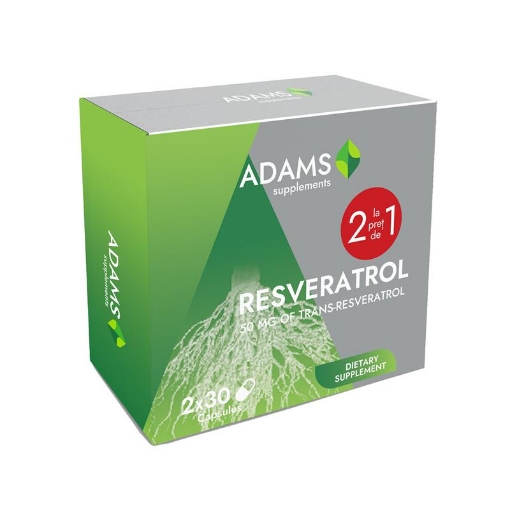 Poza cu adams vision resveratrol 50mg ctx30 cps 1+1 promo